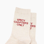 Spicy Chapters Only - cream glitter cotton socks. Literary book lover gift | Laughing Sisters UK