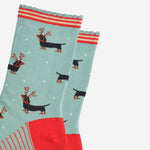 'Sausage Dog Reindeer' Christmas Women's Bamboo Socks | Laughing Sisters UK