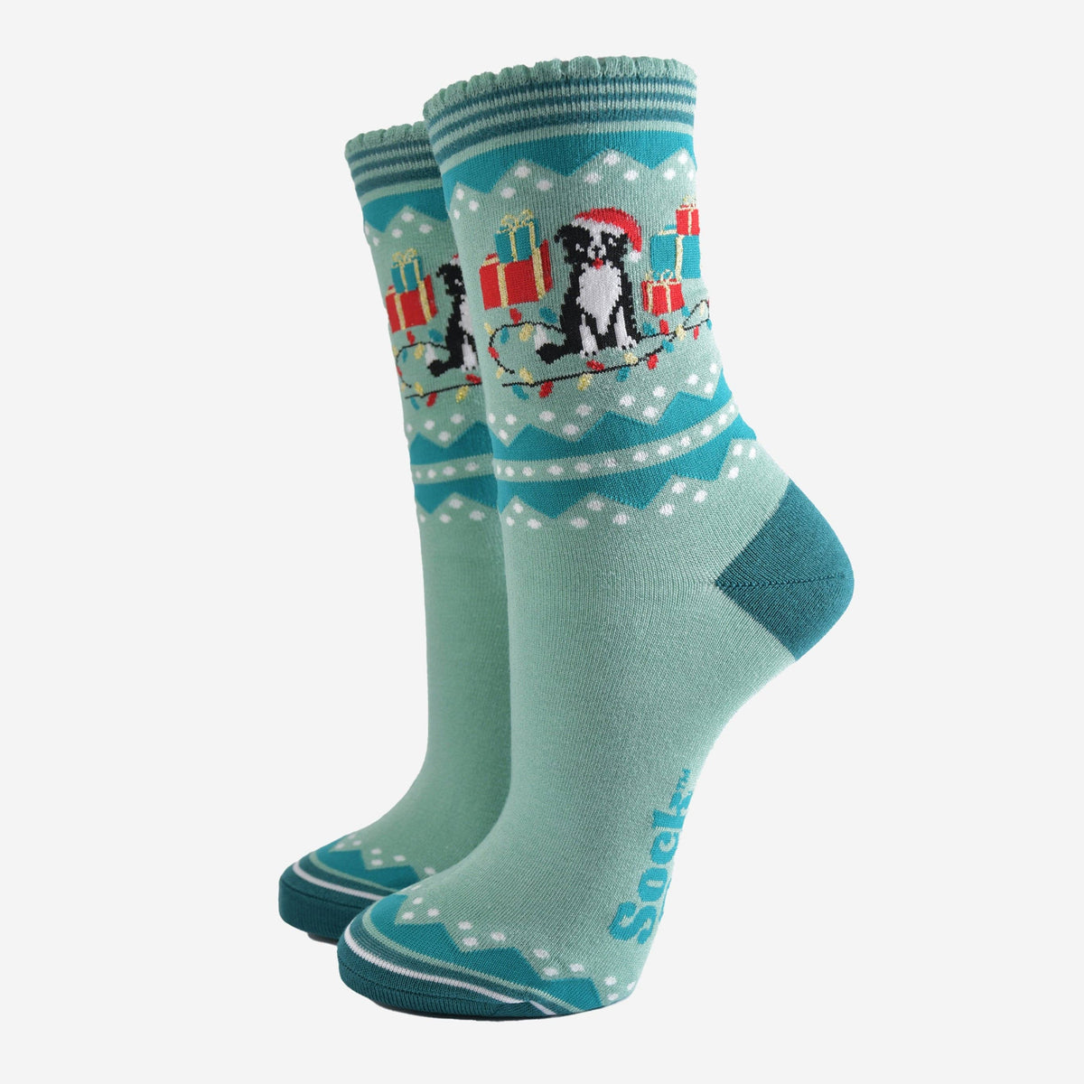 Christmas Border Collie Women's Bamboo Socks | Laughing Sisters UK