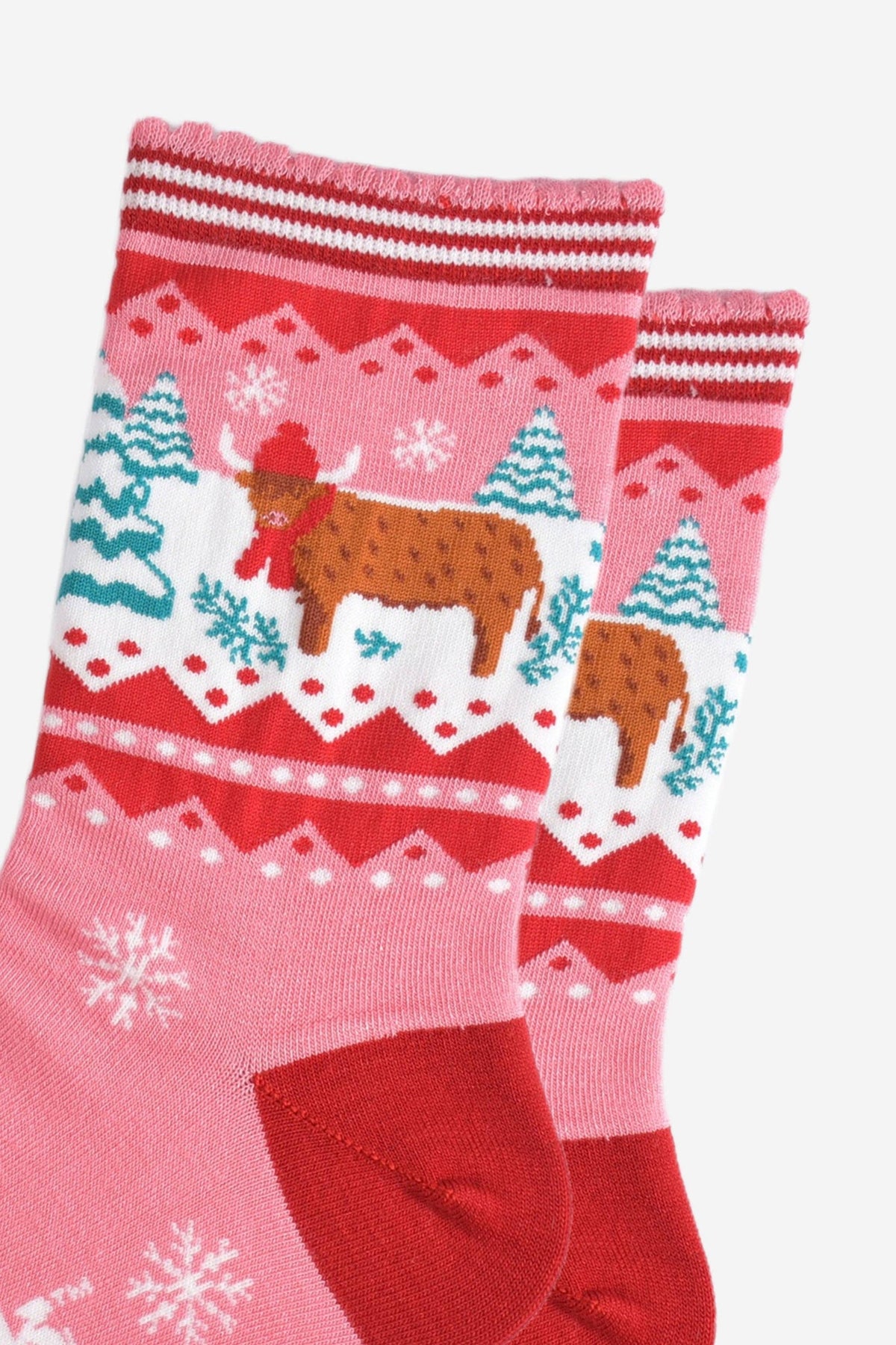 Winter Highland Cow Women's Bamboo Socks | Laughing Sisters UK