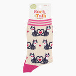 Love Heart cats - women's bamboo socks for valentines day | Laughing Sisters UK