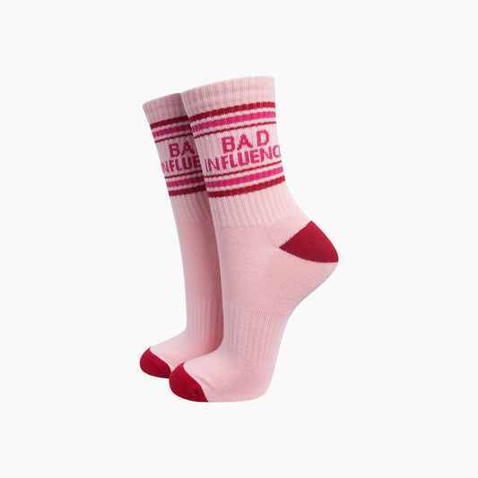 Bad Influence Organic Cotton Sports Socks - funny socks for your bestie | Laughing Sisters UK