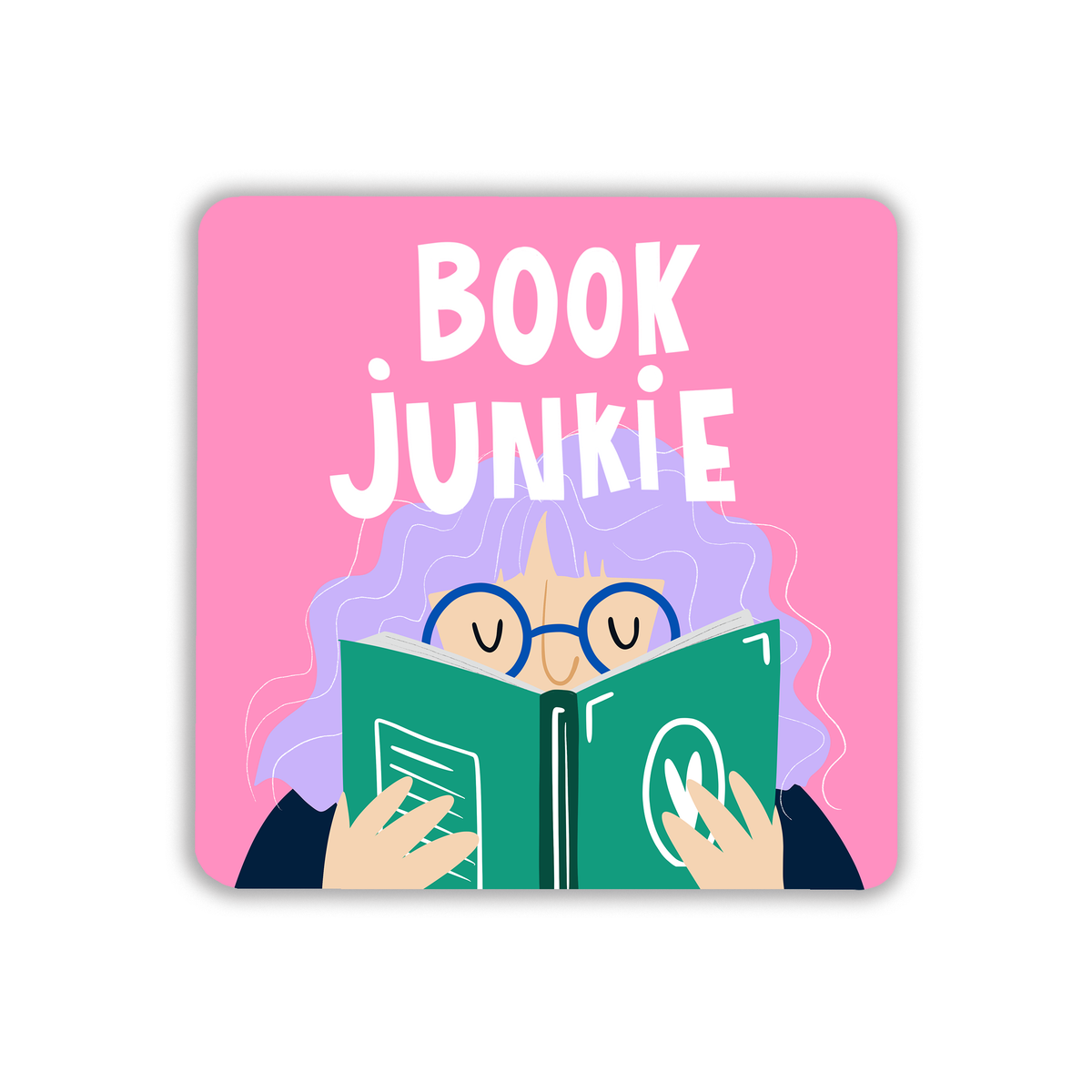 Book Junkie drink coaster - fun gift for a book lover | Laughing Sisters UK