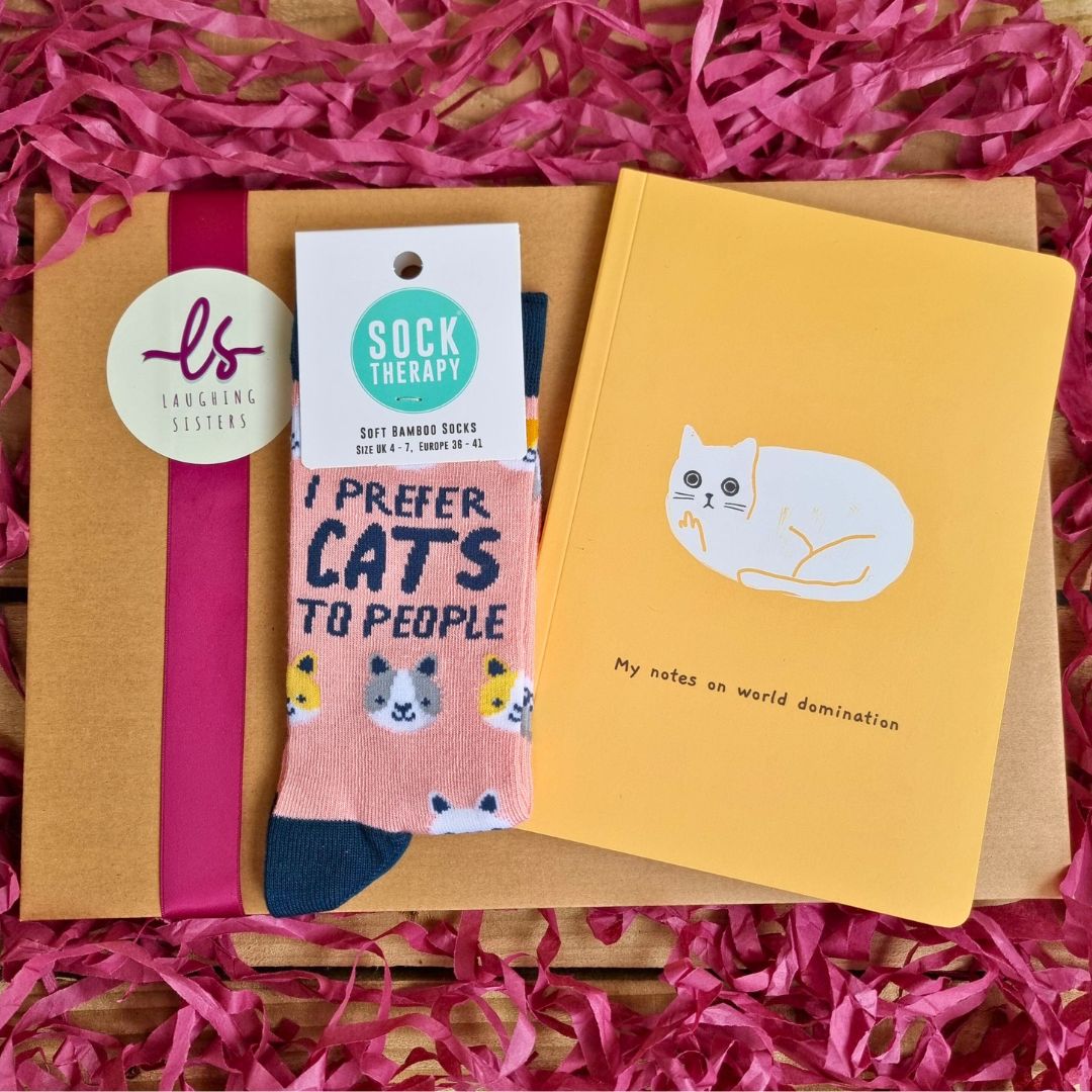 Crazy Cat Lady Note Pad & Socks Gift