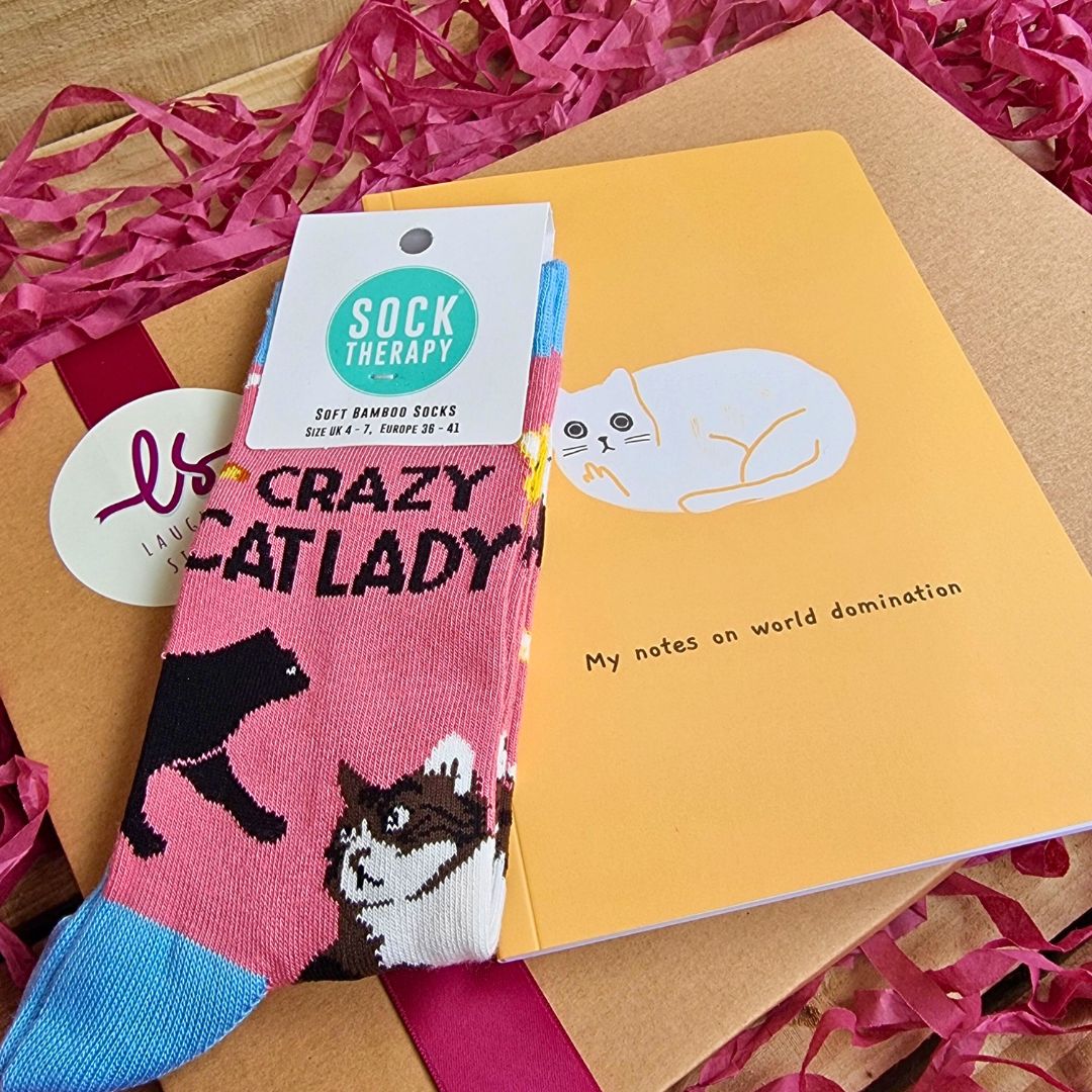 Crazy Cat Lady Note Pad & Socks Gift