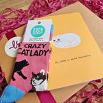 Crazy Cat Lady Note Pad & Socks Gift