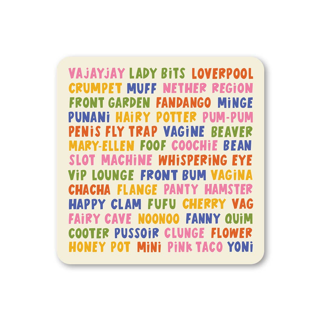 Funny 'Girl Bits' Coaster - feminist gifts for strong women | Laughing Sisters UK