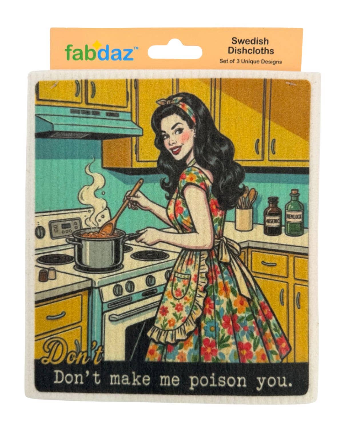 Funny Retro Housewife Swedish Dishcloths - funny housewarming gift | Laughing Sisters UK