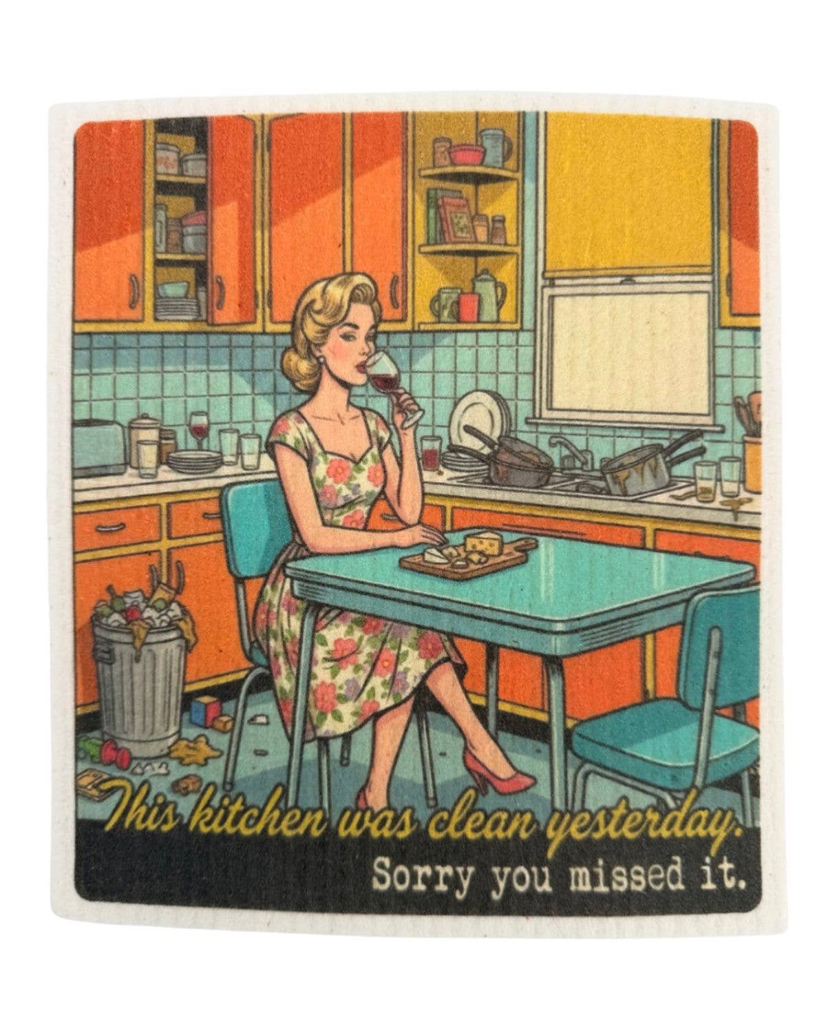Funny Retro Housewife Swedish Dishcloths - funny housewarming gift | Laughing Sisters UK