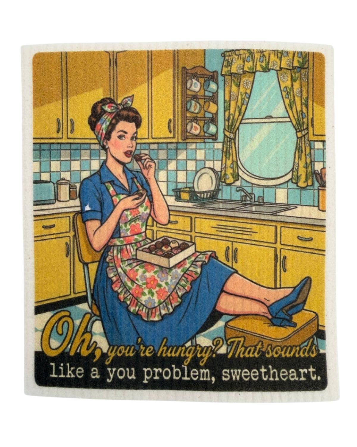 Funny Retro Housewife Swedish Dishcloths - funny housewarming gift | Laughing Sisters UK