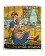 Funny Retro Housewife Swedish Dishcloths - funny housewarming gift | Laughing Sisters UK