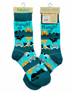 Hangin on till Friday Cat Socks - funny socks for work | Laughing Sisters UK