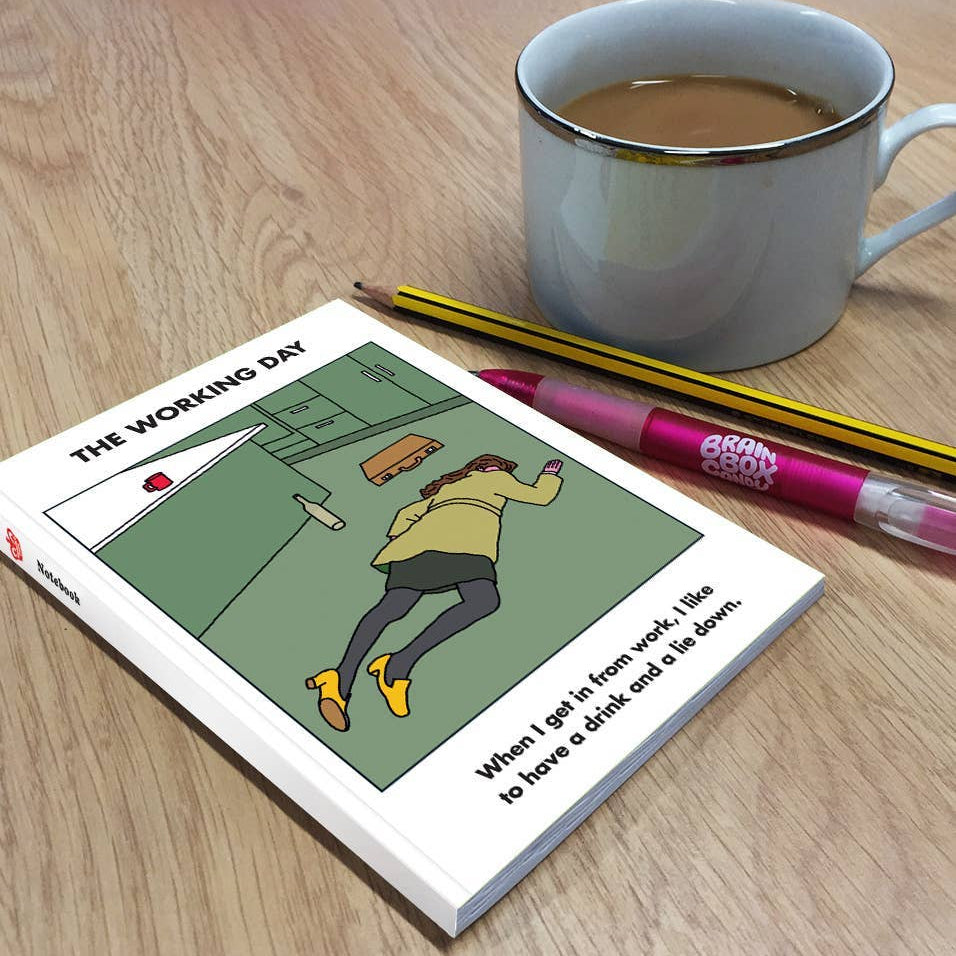 'Have a drink and lie down' A6 Notebook - Funny work stationery gift | Laughing Sisters UK