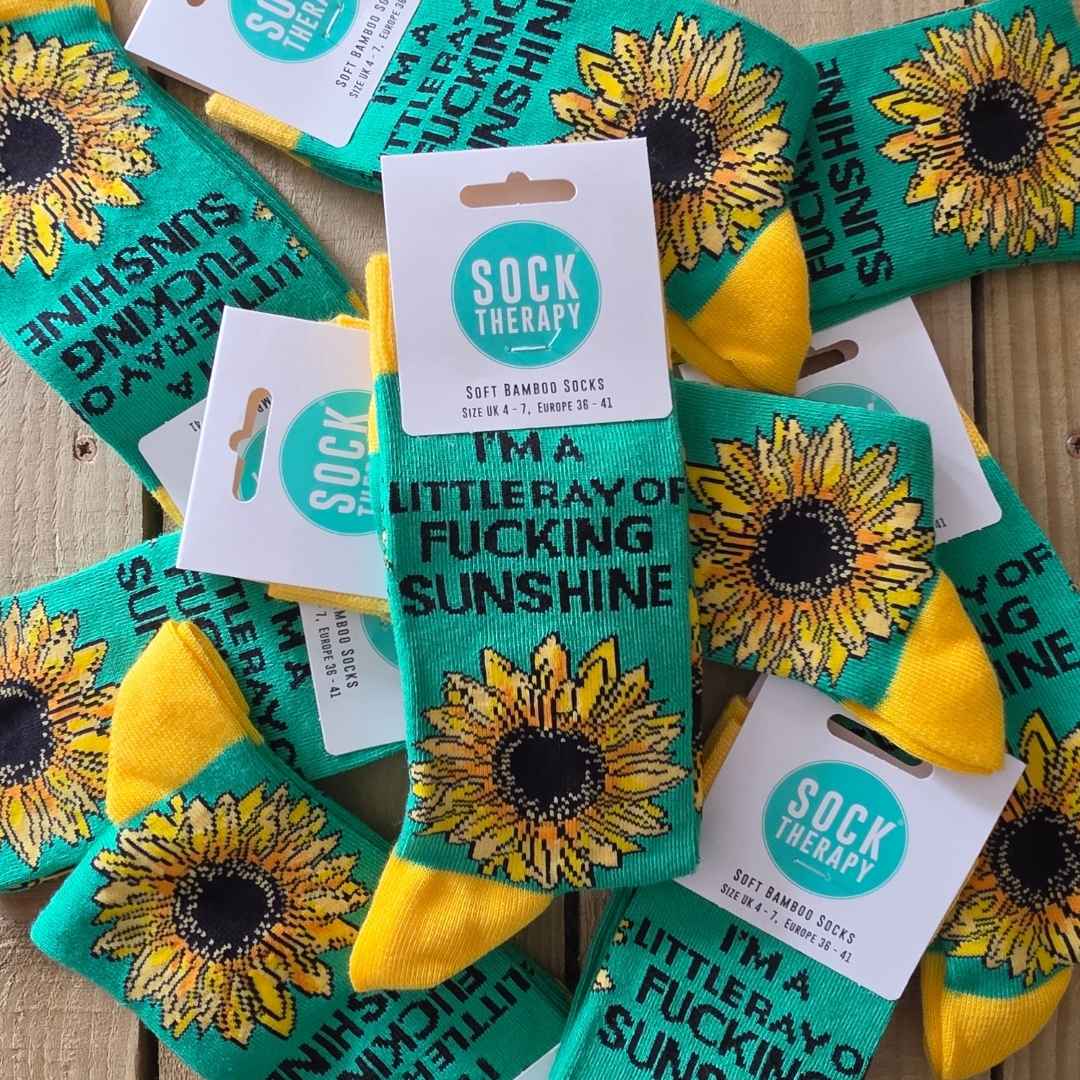 I'm a fucking ray of sunshine socks - sweary socks for women | Laughing Sisters UK