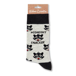 Midnight snacker racoon socks - funny socks | Laughing Sisters UK