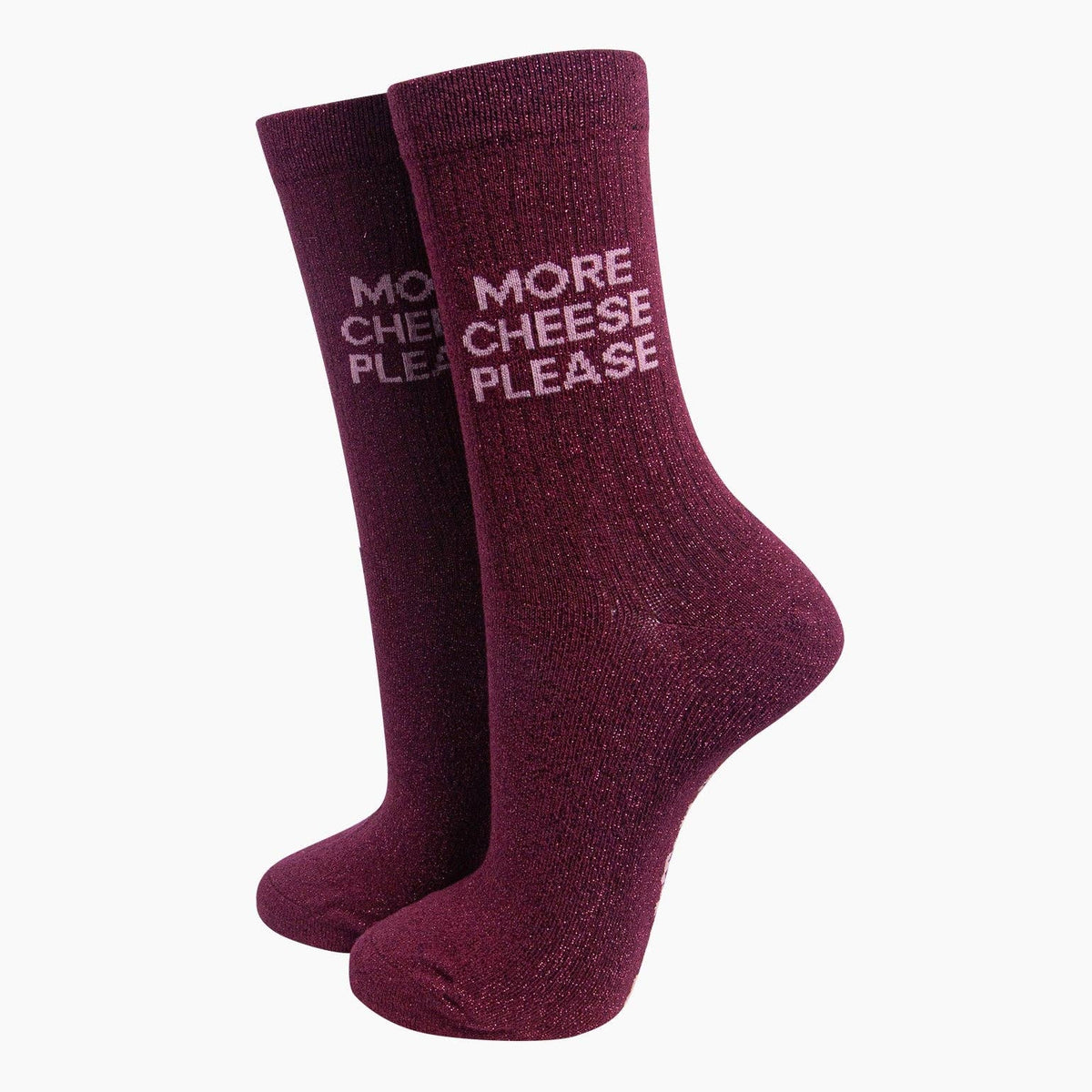More Cheese Please Socks - funny women's socks for cheese lovers | Laughing Sisters UK