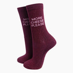 More Cheese Please Socks - funny women's socks for cheese lovers | Laughing Sisters UK
