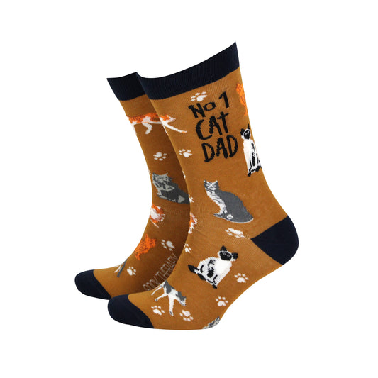 No 1 Cat Dad - Funny men's bamboo socks for Father's Day | Laughing Sisters UK