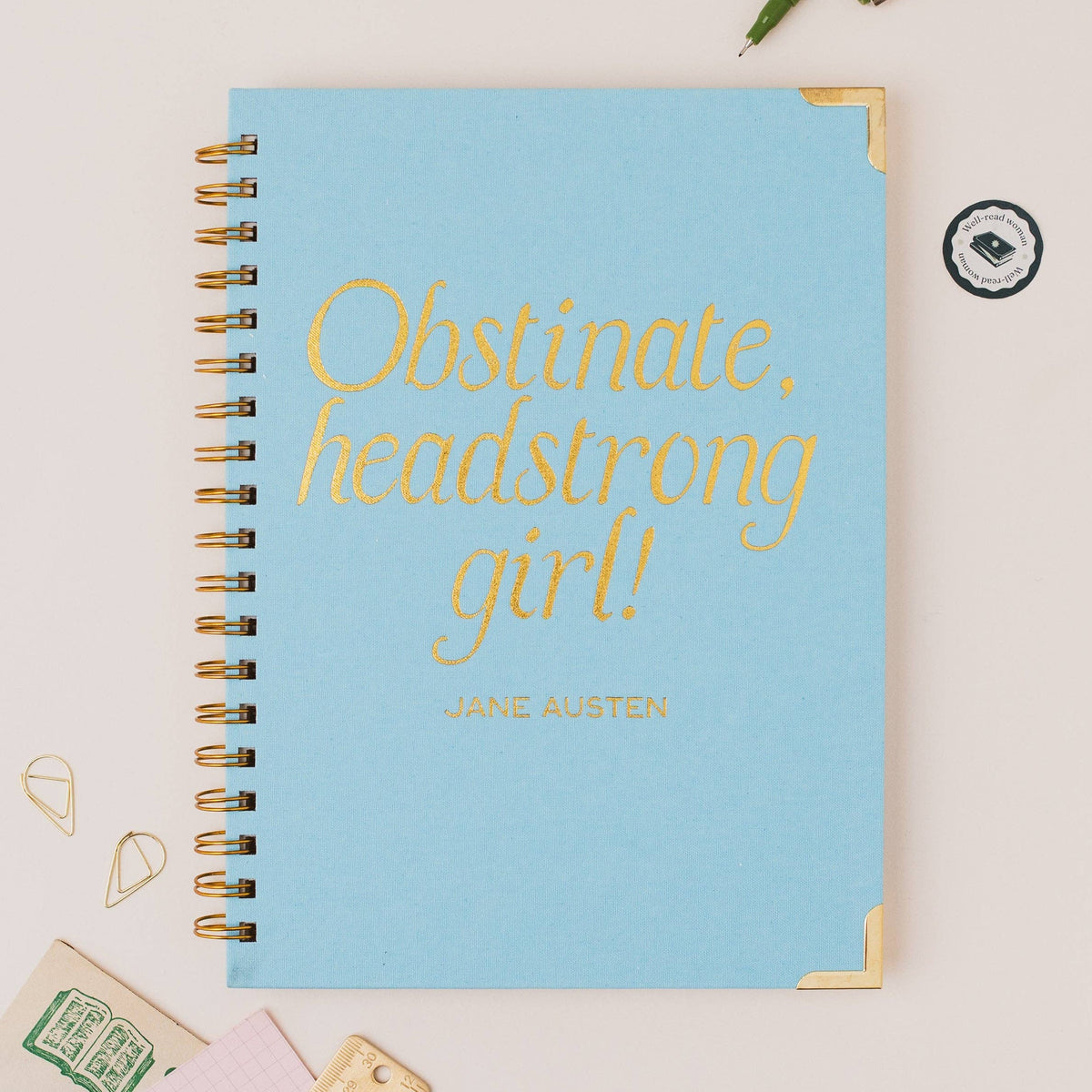 Obstinate Headstrong Girl - Jane Austen Literary Quote Hardback Notebook | Laughing Sisters UK