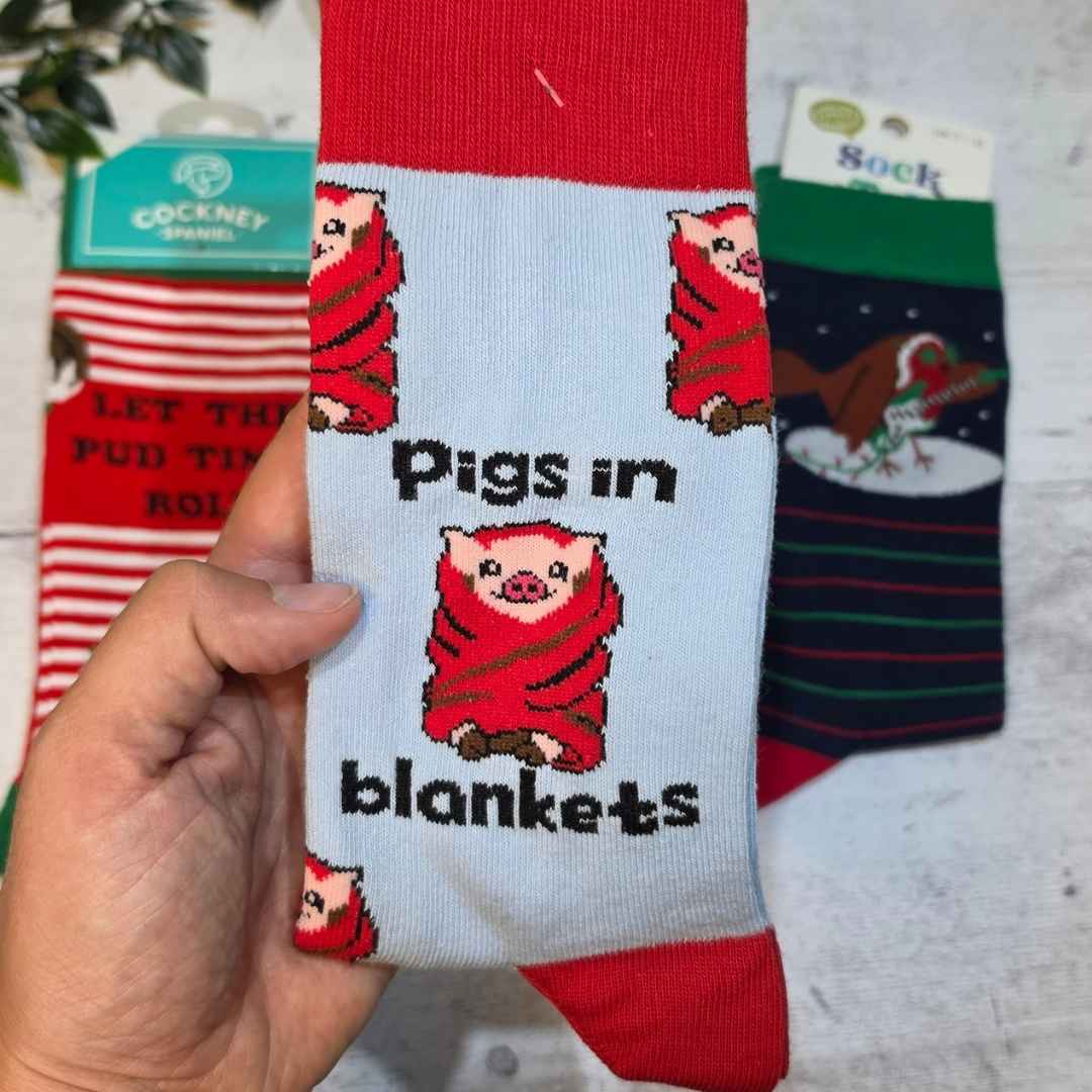 Pigs & Puds Christmas Sock Bundle - funny xmas socks for men | Laughing Sisters UK