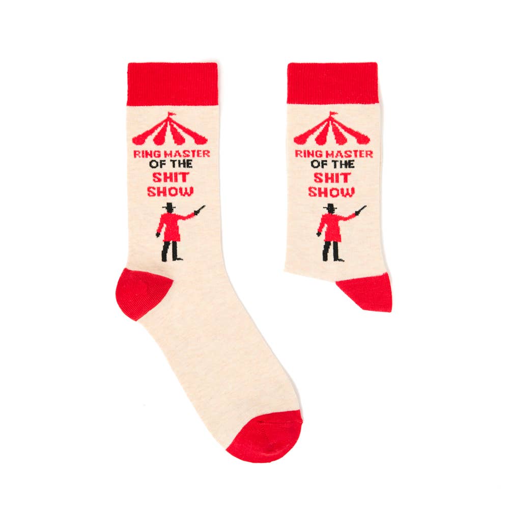 Ringmaster of the shit show socks - funny work gift | Laughing Sisters UK