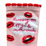 Running on lippy & swear words - funny women's socks | Laughing Sisters UK