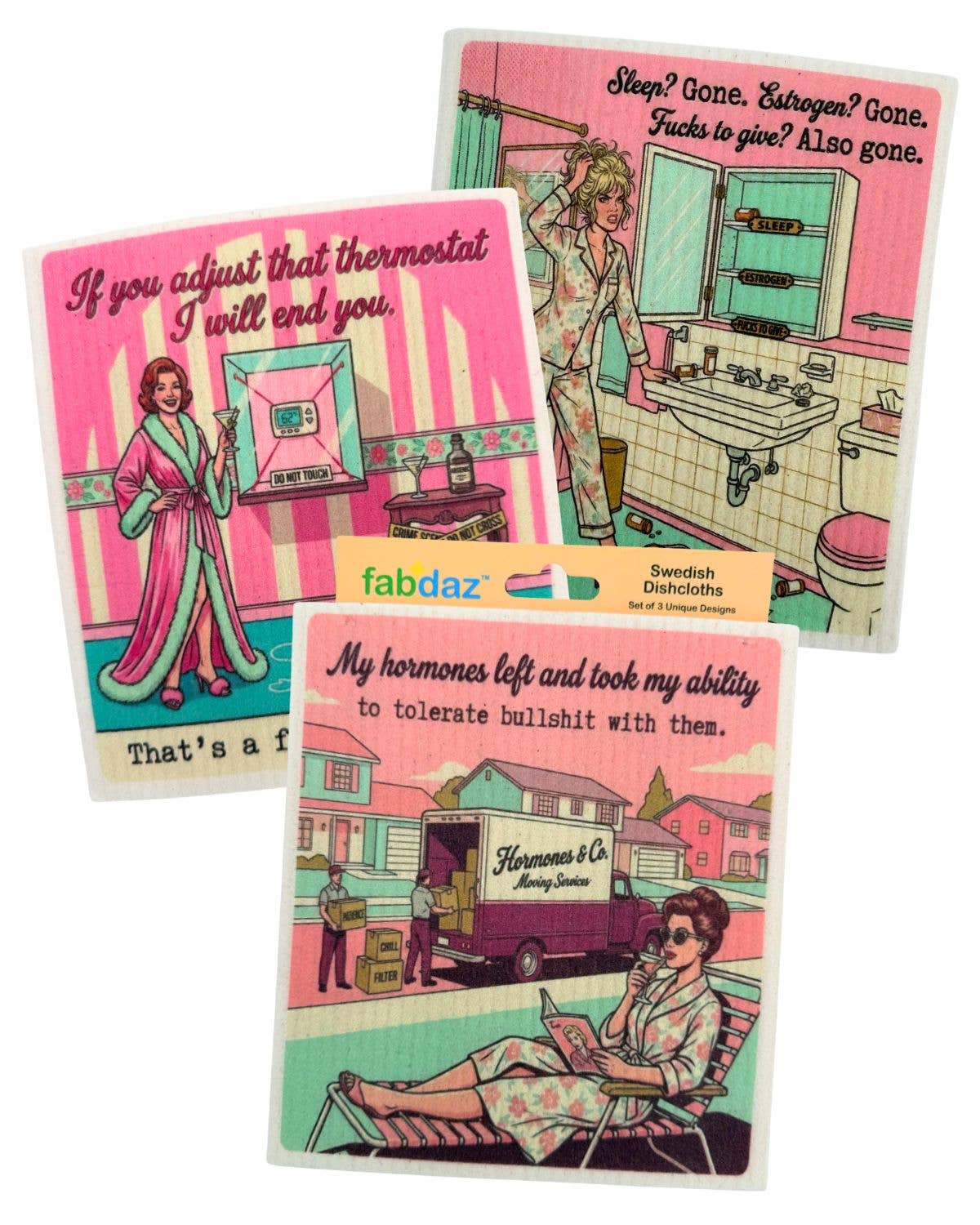 Sweary Menopause Sayings Dishcloths - relatable menopause gifts | Laughing Sisters UK
