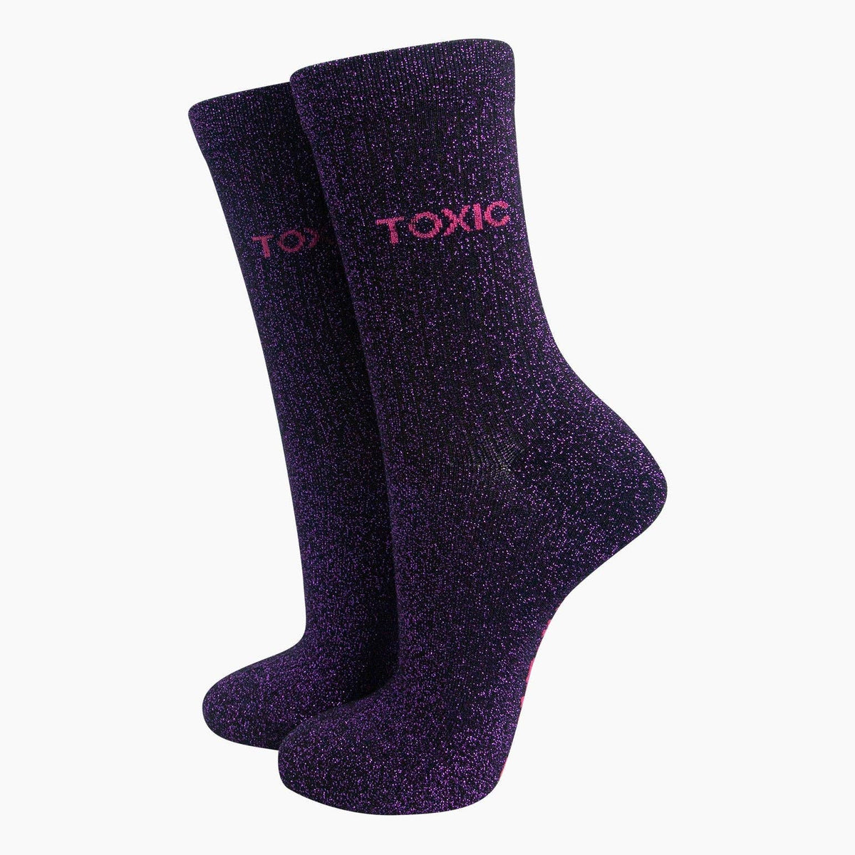 Toxic - black glitter socks | Laughing Sisters UK