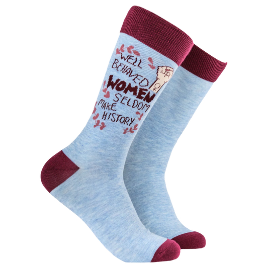 Well behaved women seldom make history socks - funny feminist socks for women | Laughing Sisters UK