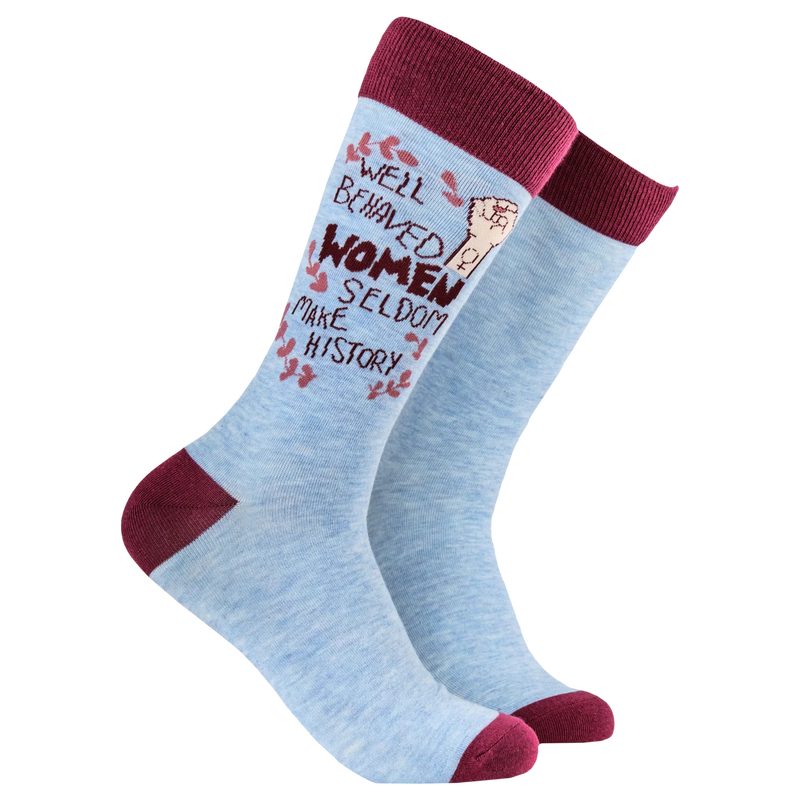 Well behaved women seldom make history socks - funny feminist socks for women | Laughing Sisters UK