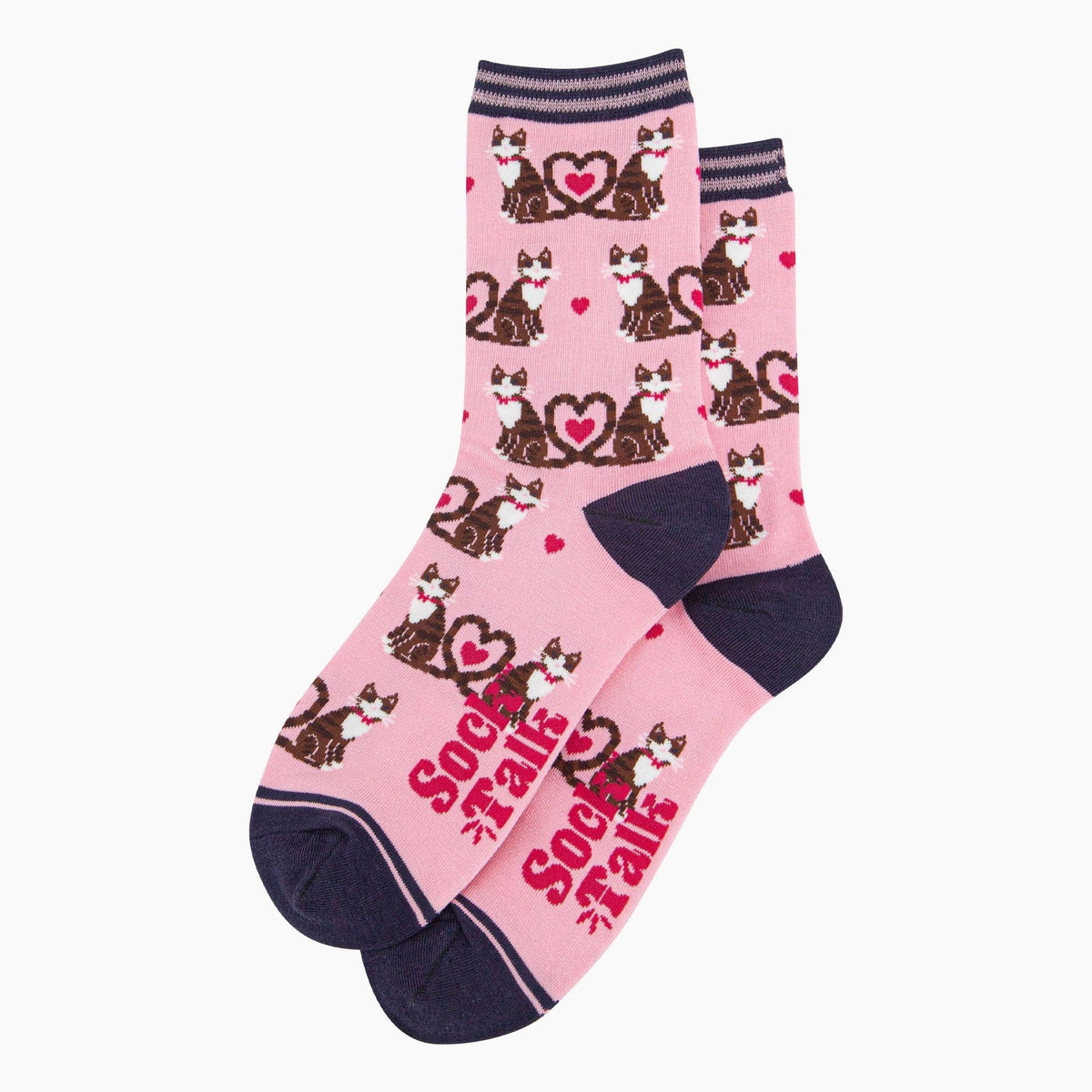 Pink womens bamboo socks for cat lovers | Laughing Sisters UK
