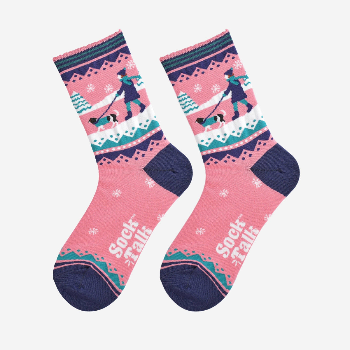 Winter dog walk - Women's Bamboo Christmas Socks | Laughing Sisters UK