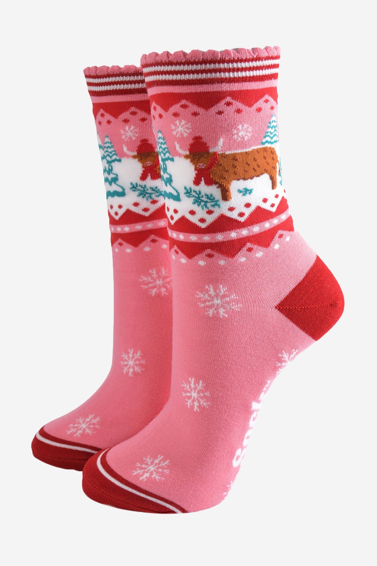 Winter Highland Cow Women's Bamboo Socks | Laughing Sisters UK