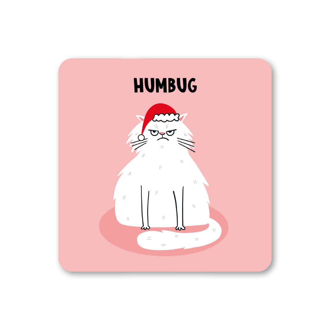 Humbug grumpy cat Christmas drinks coaster | Laughing Sisters UK
