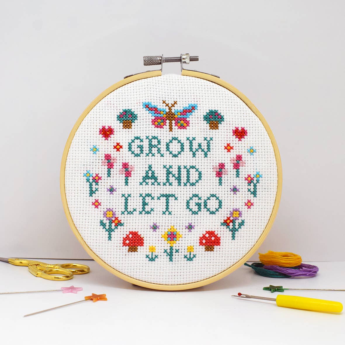 'Grow and Let Go' Cross Stitch Kit | Fun Crafty Gifts– Laughing Sisters