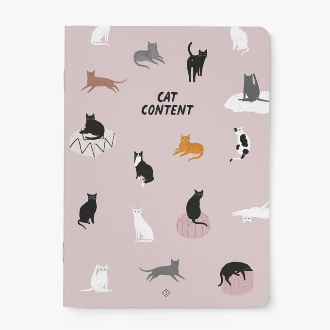 'Cat Content' Pink Notebook | Laughing Sisters UK