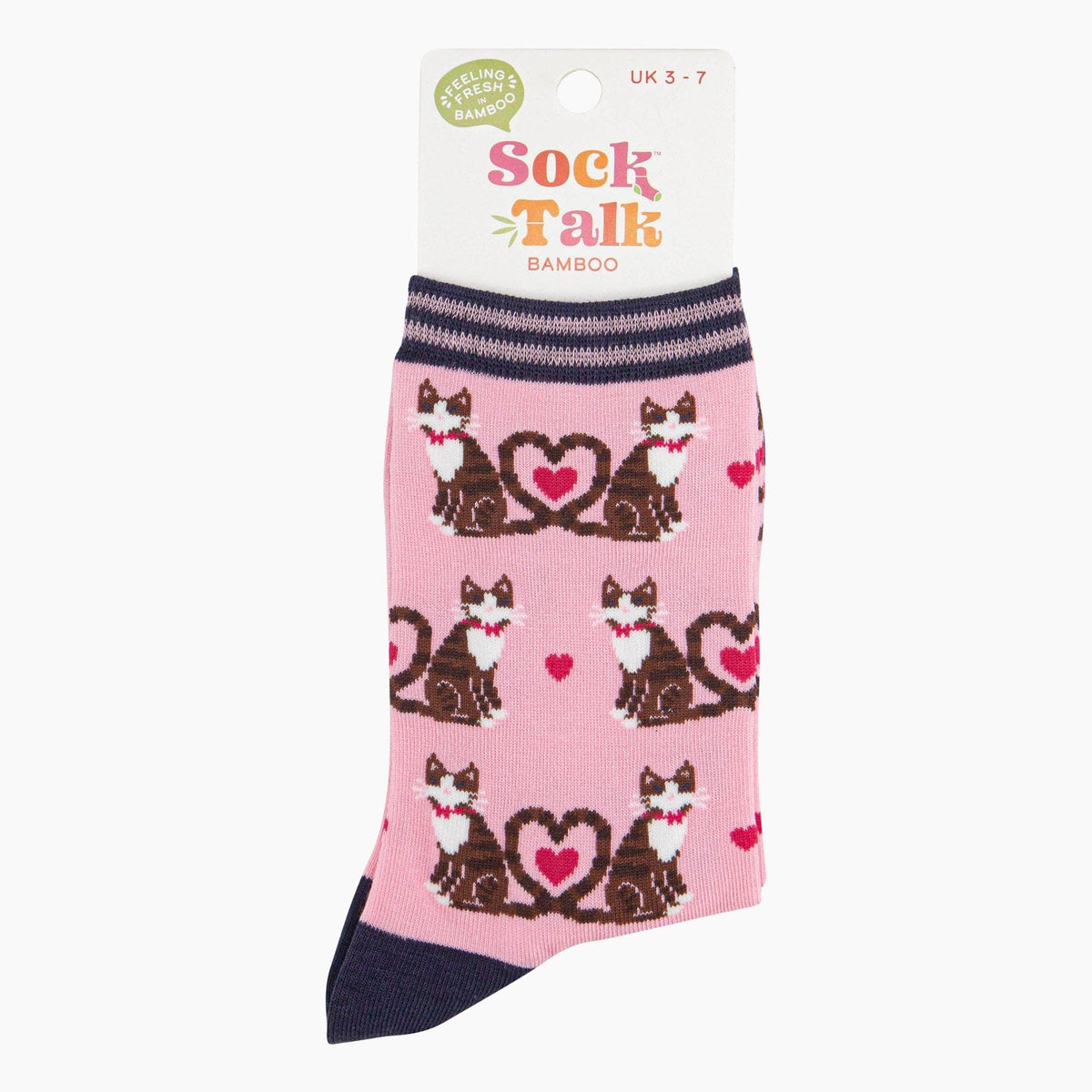 Pink womens bamboo socks for cat lovers | Laughing Sisters UK