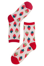 Fun Strawberry Womens Bamboo Socks | Laughing Sisters UK
