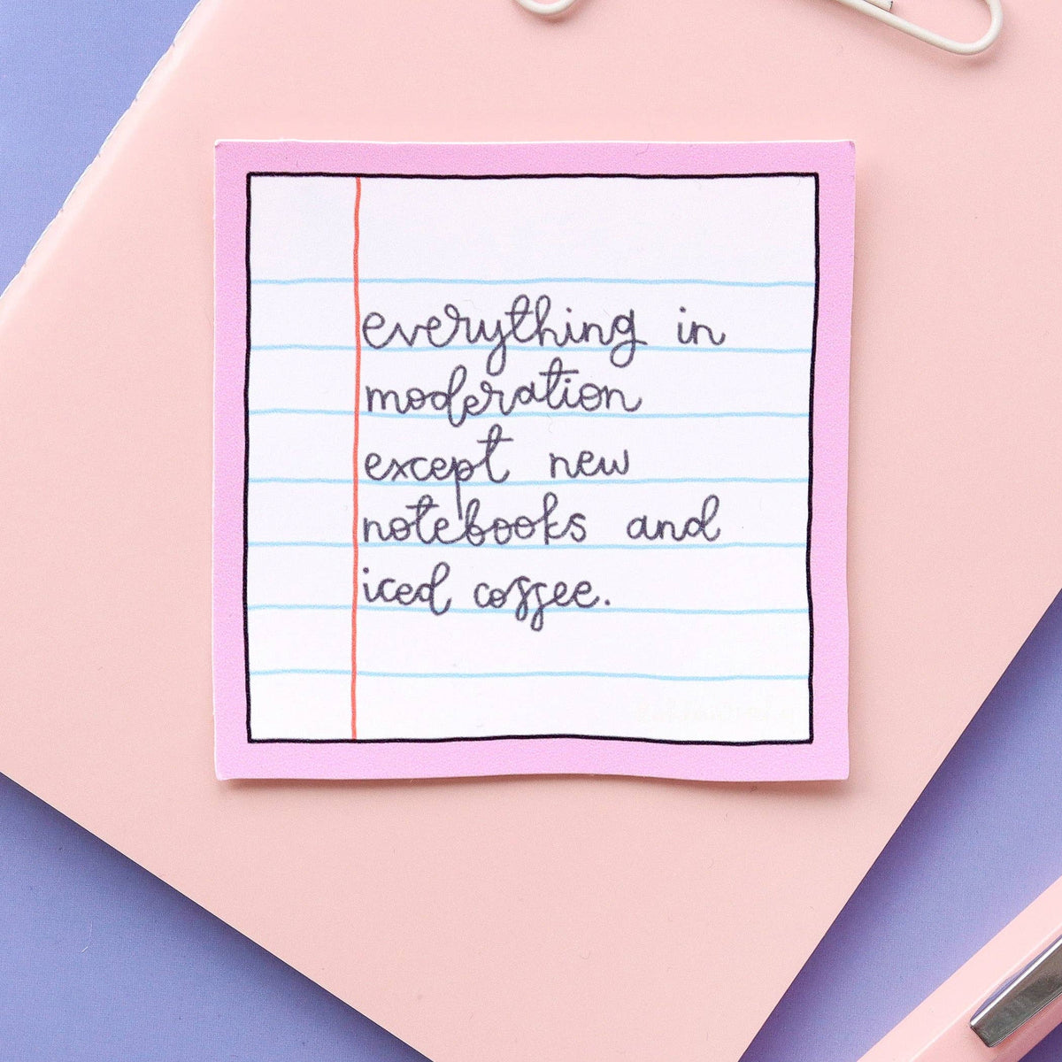 Notebooks & Iced Coffee Vinyl Sticker | Laughing Sisters UK