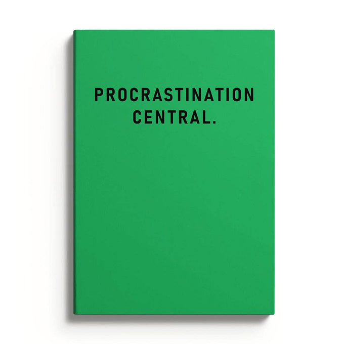 Procrastination central - slogan notebook | Laughing Sisters UK