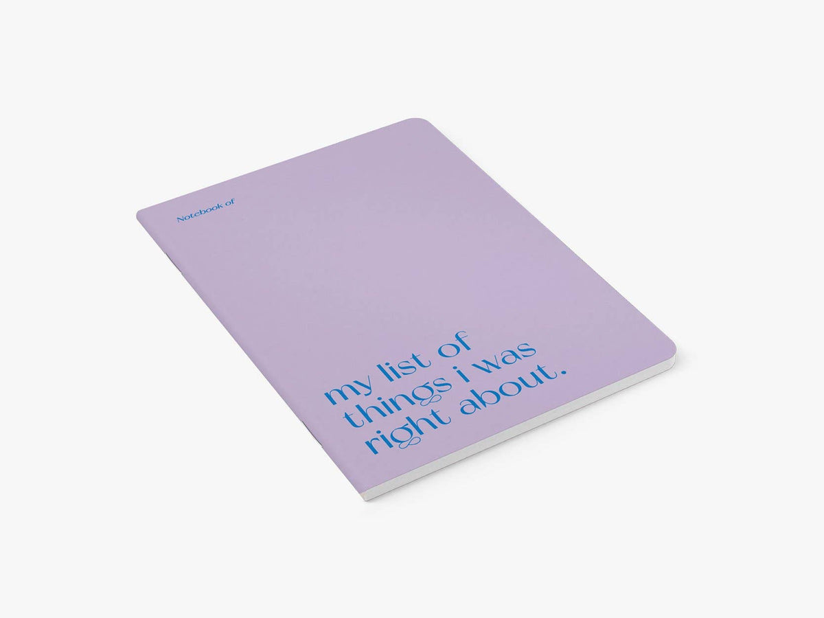 'My List of Things I Was Right About' Notebook | Laughing Sisters UK
