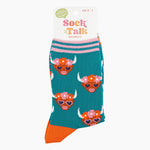 Floral Highland Cow women's socks | Laughing Sisters UK