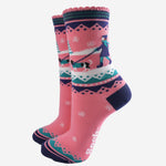 Winter dog walk - Women's Bamboo Christmas Socks | Laughing Sisters UK