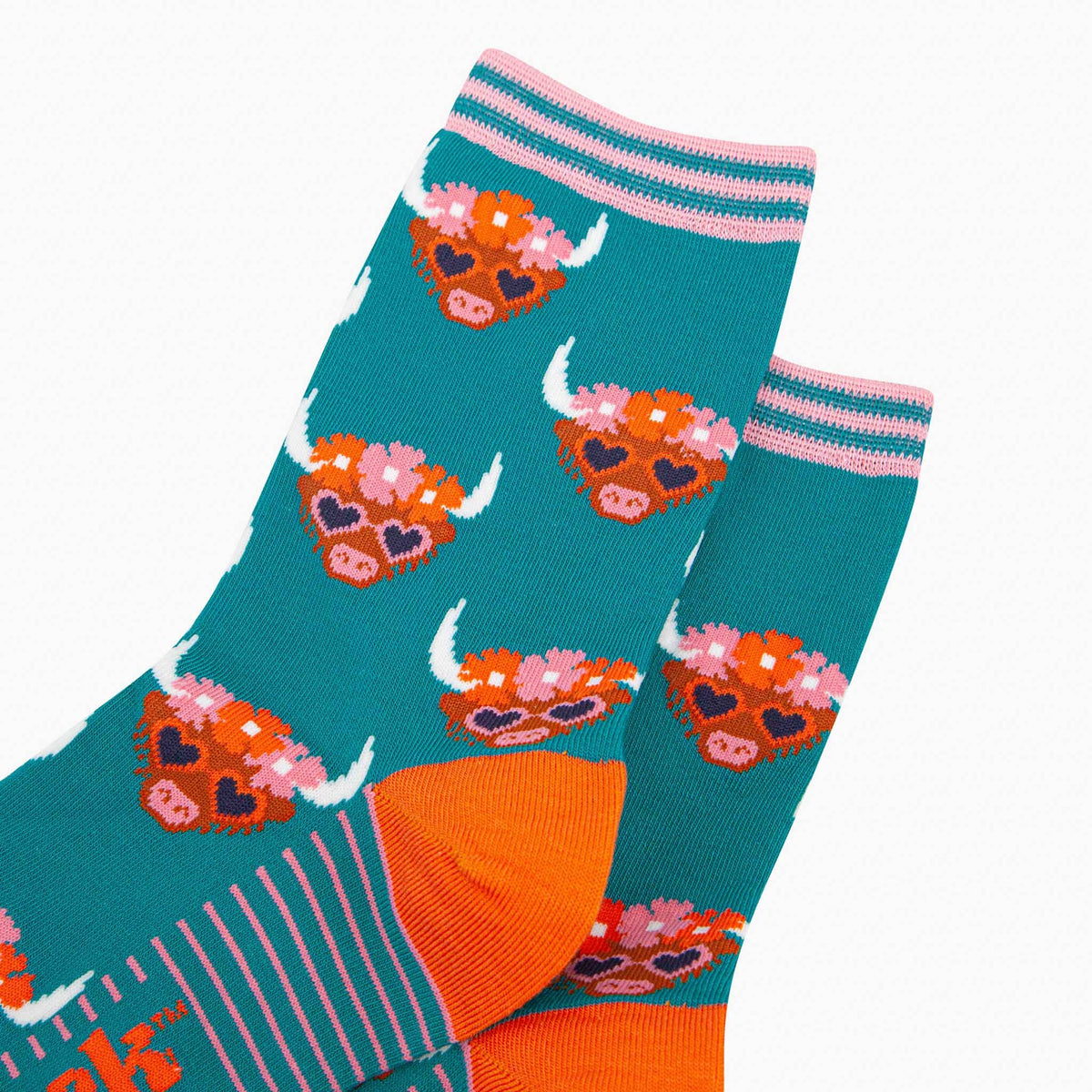 Floral Highland Cow women's socks | Laughing Sisters UK