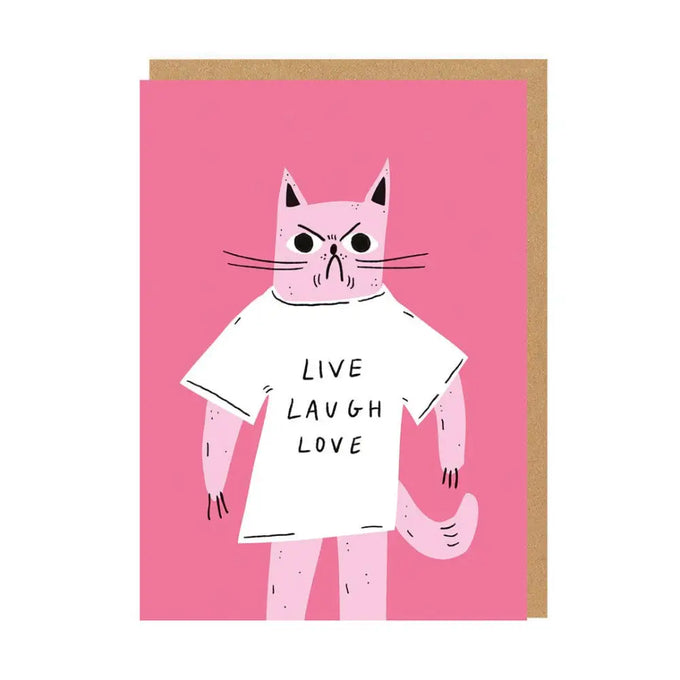 Live Laugh Love Grumpy Cat Greeting Card - Cards