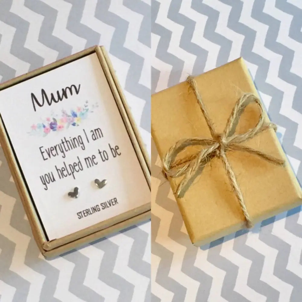 Mum Heart Silver Stud Earrings in Gift Box - Jewellery