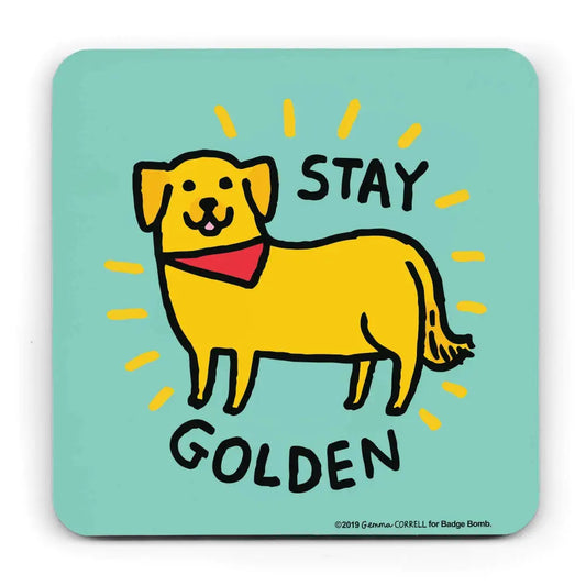 Stay Golden Dog Drinks Coaster - Kitchen
